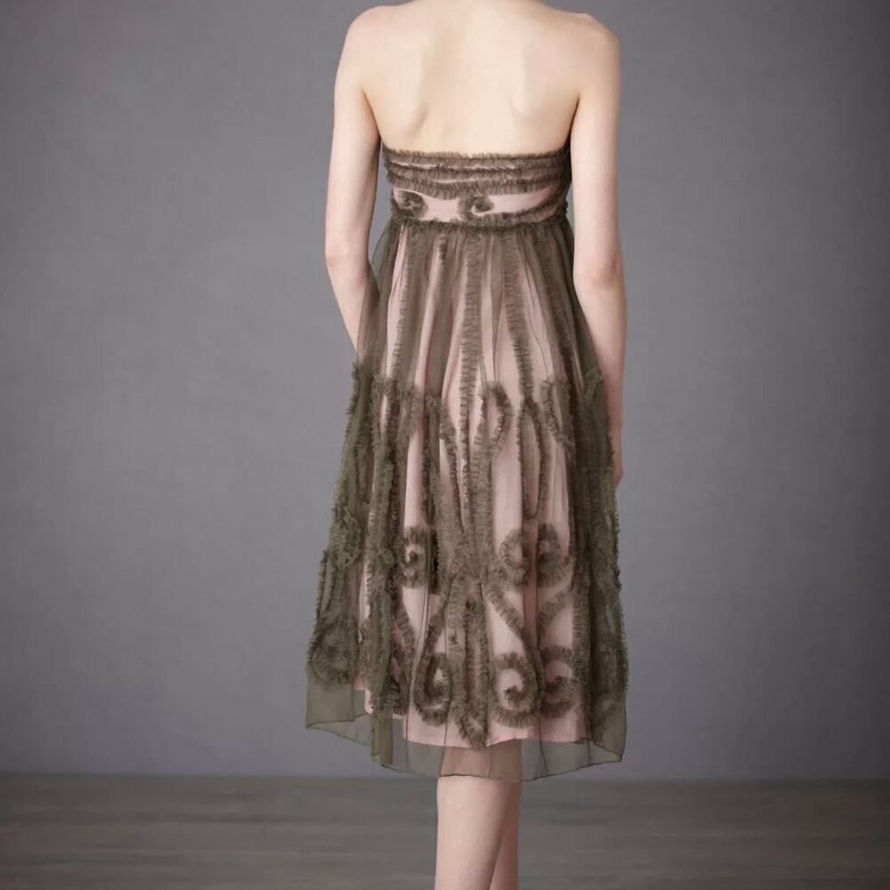 New James Coviello x BHLDN Anthropologie Blush Green Tulle Dress 2 - Picture 5 of 10